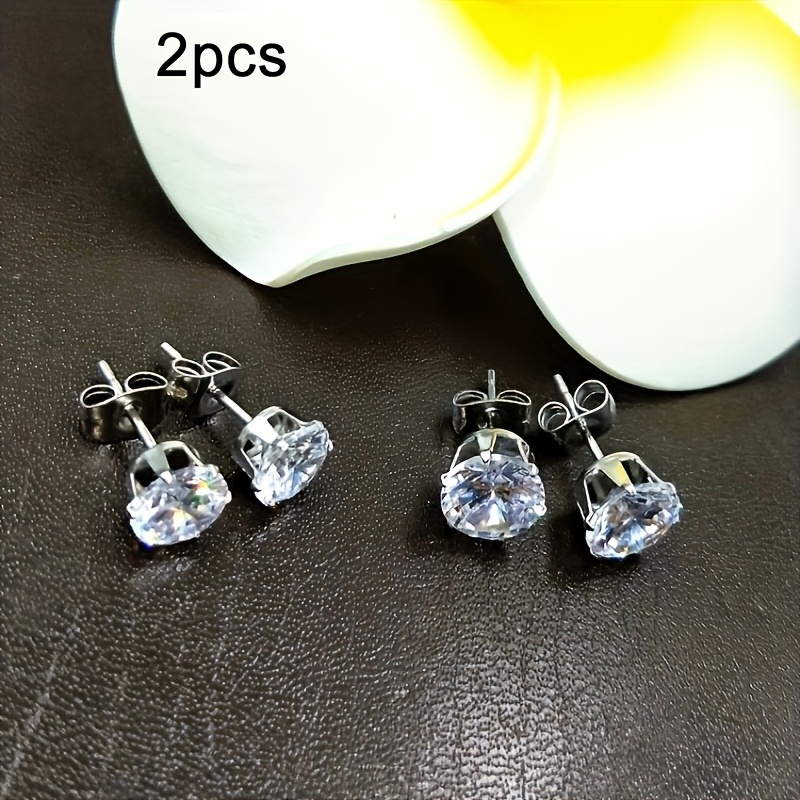 2pcs Hypoallergenic Silvery Stainless Steel Earrings for Women